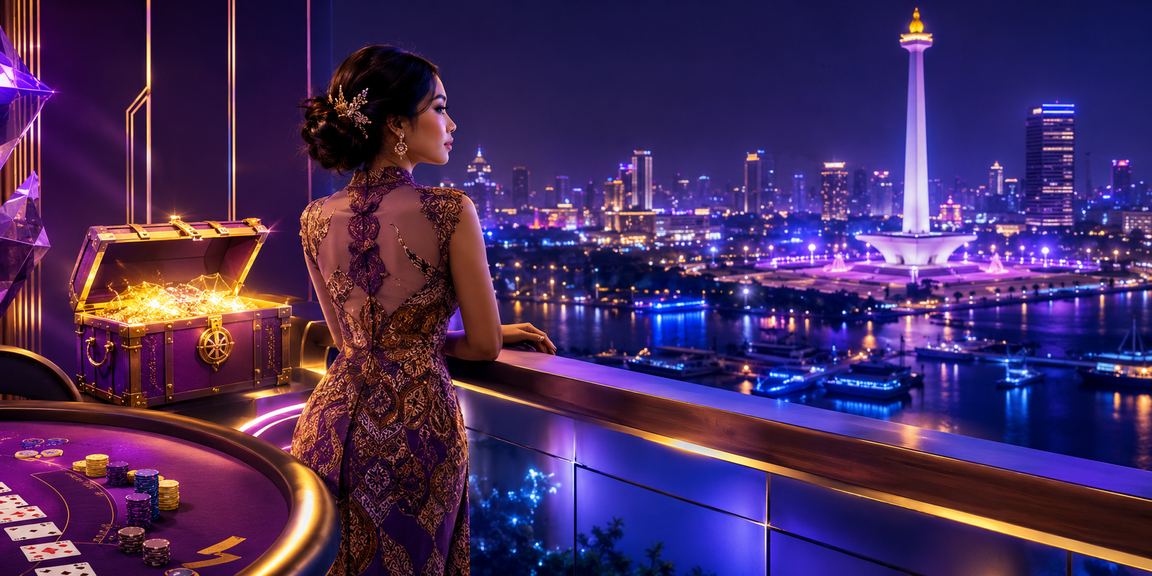 Tampilan meja baccarat live dengan suasana neon di platform casino kirim4d