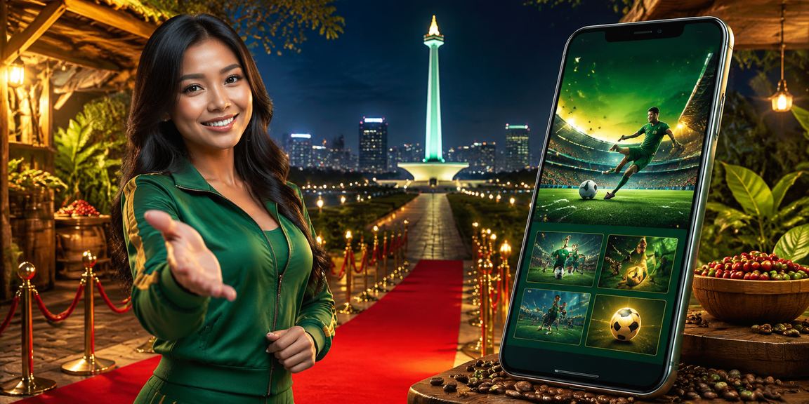 Pengguna memantau taruhan olahraga di ponsel sambil minum kopi, menunjukkan kemudahan akses mobile